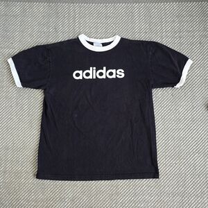 Vintage Adidas Spelled Out Mens Medium Ringer Single Stitch T-shirt